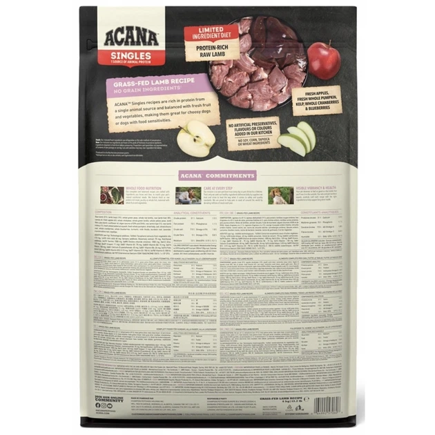 Акана сухий корм для собак усіх порід та вікових груп Acana Grass-Fed Lamb із ягням та схильних до алергії 17 кг - изображение 2