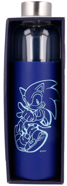 Butelka szklana Stor Sonic The Hedgehog w silikonowym futerale 585 ml (8412497004935) - obraz 1