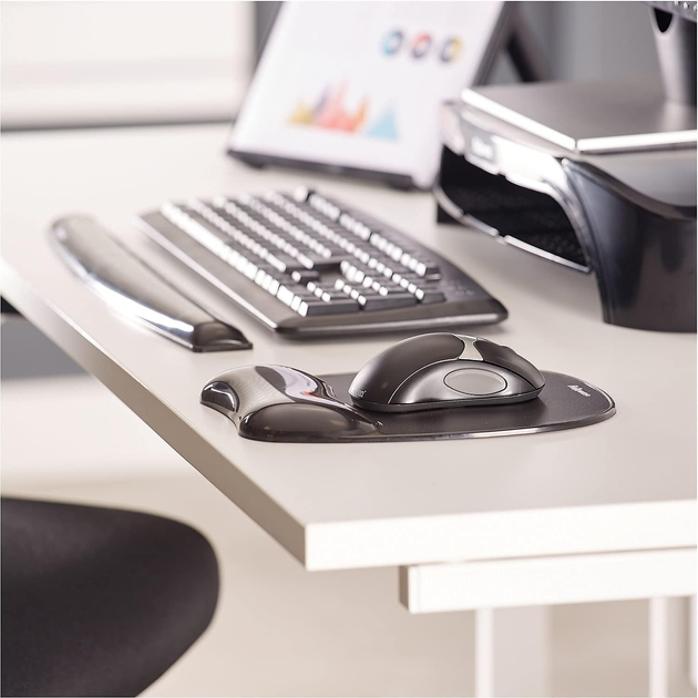 Підкладка під зап'ястя Fellowes Crystal Mouse & Wrist Pad Gel Black (43859527175)  - зображення 5