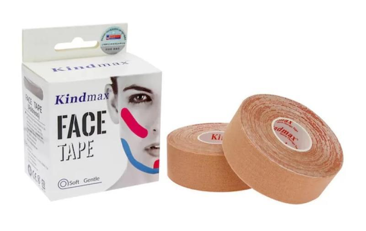 Кинезио тейп для лица Kindmax Face Tape Half 2,5 см х 10 м бежевый - изображение 1