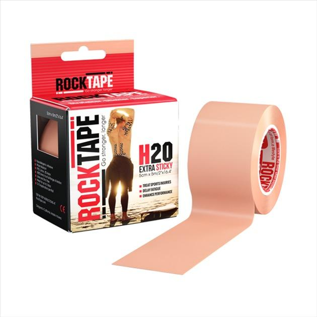 Кинезио тейп RockTape H2O Водостойкий CША 5см х 5м бежевый - изображение 1