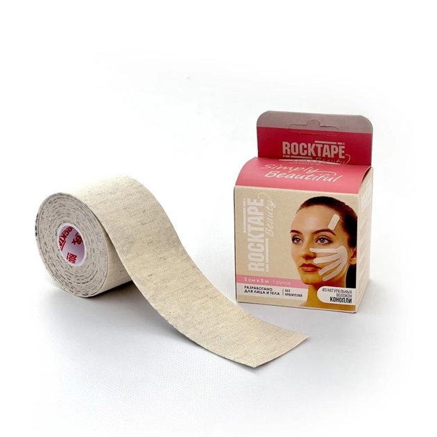 Кинезио тейп для лица RockTape Beauty Hemp CША 5см х 5м - изображение 1