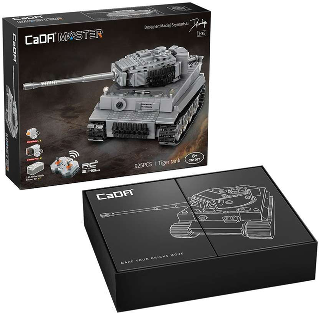 Klocki konstrukcyjne CaDa C61071W Tiger Tank zdalnie sterowany 1:35 925 szt (6948061925907) - obraz 4
