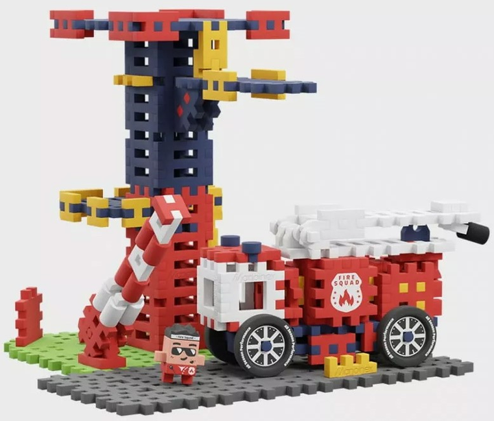 Klocki konstrukcyjne Marioinex Mini Waffle City Remiza Strażacka 280 szt (5903033906279) - obraz 3