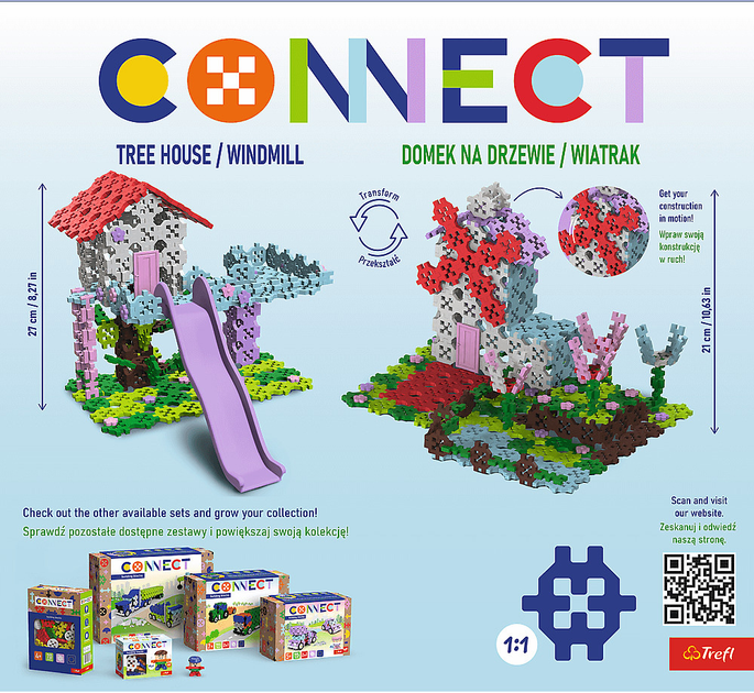 Klocki konstrukcyjne Trefl Connect 2 w 1 Connect Domek / Wiatrak L 255 szt (5900511619782) - obraz 6