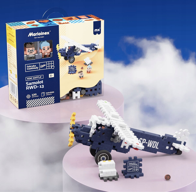 Конструктор Marioinex Міні-літак вафельний RWD-13 120 елементів (5903033906385) - зображення 4