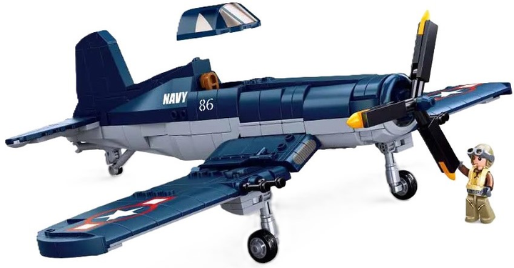 Klocki konstrukcyjne Sluban G192945 Samolot Myśliwiec F4u Fighter 550 szt (5900949449296) - obraz 3