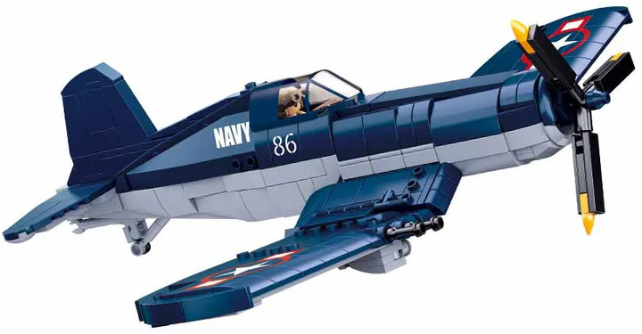 Klocki konstrukcyjne Sluban G192945 Samolot Myśliwiec F4u Fighter 550 szt (5900949449296) - obraz 4