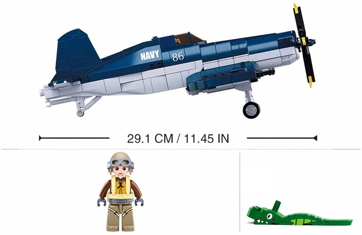 Klocki konstrukcyjne Sluban G192945 Samolot Myśliwiec F4u Fighter 550 szt (5900949449296) - obraz 6