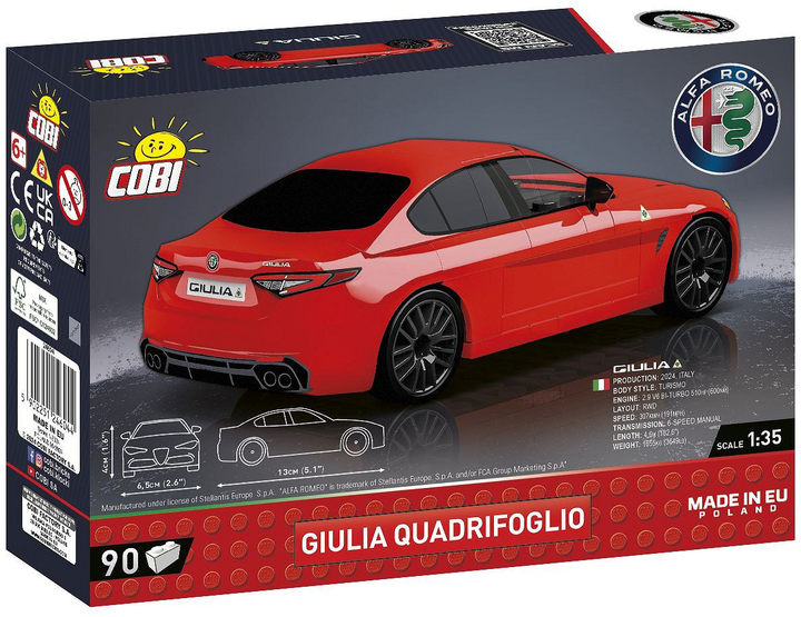 Klocki konstrukcyjne Cobi 24604 Alfa Romeo Giulia Quadrifoglio 90 szt (5902251246044) - obraz 3
