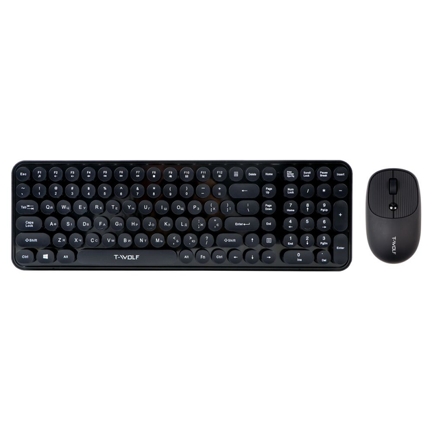 Клавиатура и мышь TWolf TF350 Black - беспроводные, черного цвета. - изображение 1