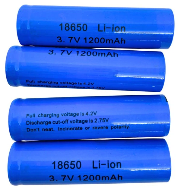 Акумулятор комплект 4 штуки 18650 3.7 V 1200 mAh реальна близько 700 mAh батарея літій-іонна Li-ion - зображення 2