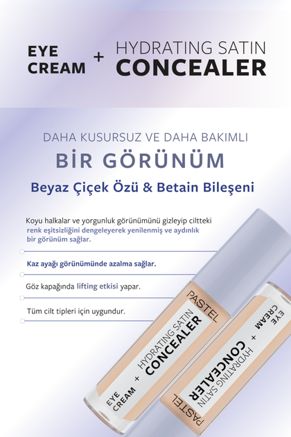 Зволожуючий сатиновий консилер + Крем для повік Pastel Pastel Eye Cream + Hydrating Satin Concealer відтінок 62 Ivory, 4,3 мл - зображення 6