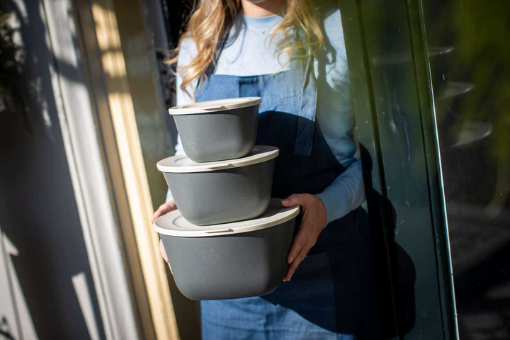 Набір контейнерів Koziol Connect Box Set Stockholm з кришками 1 л + 2 л + 4 л nature ash grey 3 шт (4002942589977) - зображення 3