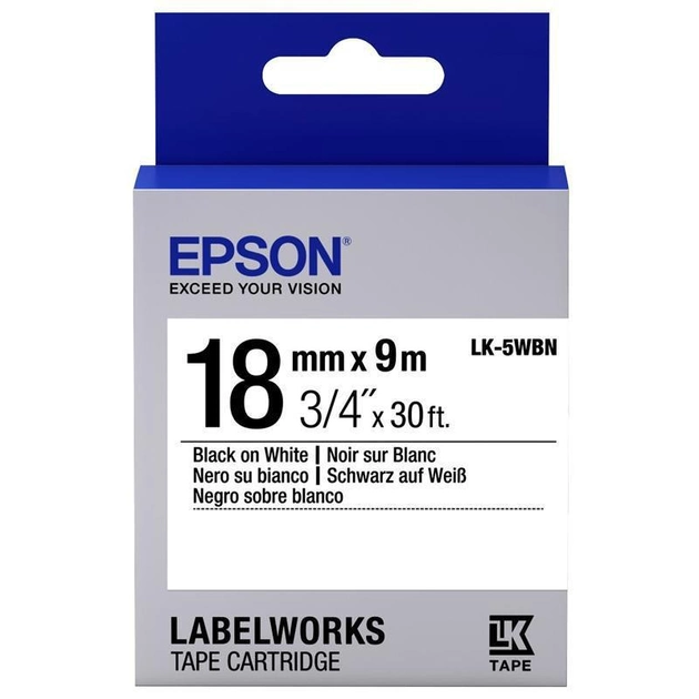 Картридж с лентой Epson LabelWorks LK5WBN 18 мм 9 м Black/White (C53S655006)