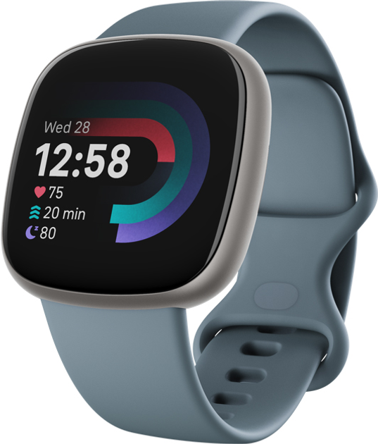 Smartwatch Fitbit Versa 4 Waterfall Blue/Platinum (FB523SRAG) (955555907282337) - Outlet - obraz 1