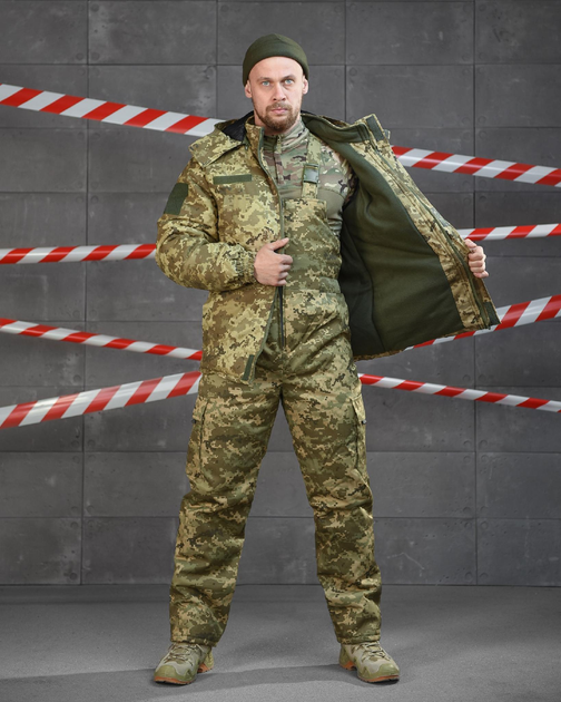 Тактичний зимовий костюм на флісі куртка+комбінезон 3XL піксель (90503) - зображення 1