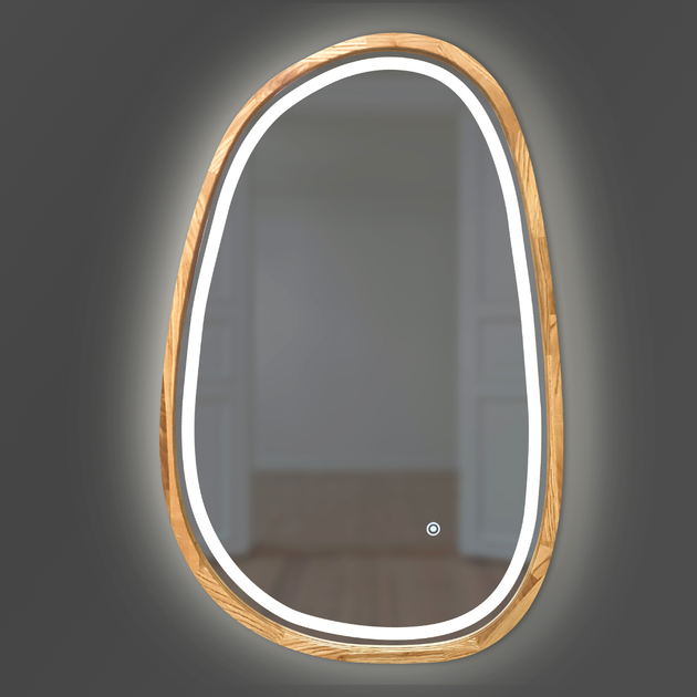 Зеркало асимметричное деревянное с LED-подсветкой Luxury Wood Dali ...