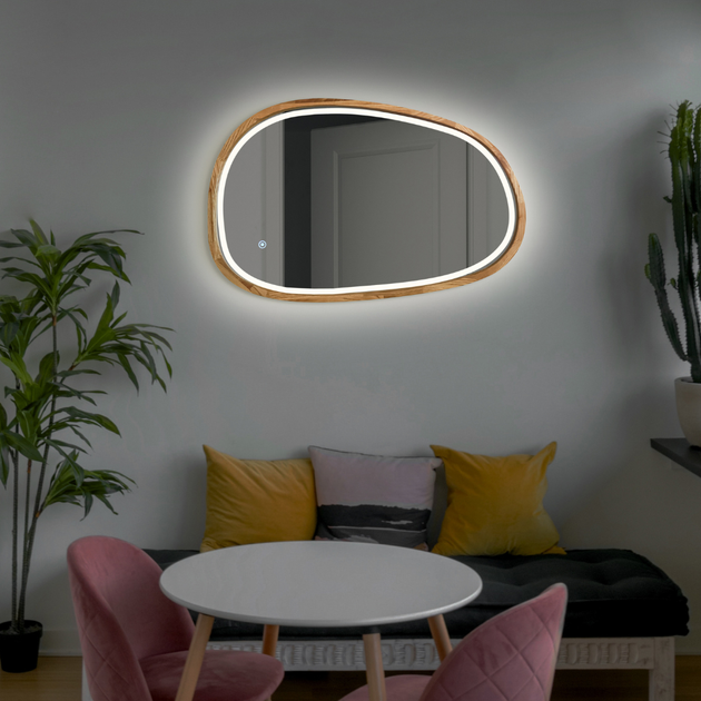 Дзеркало асиметричне дерев'яне з LED-підсвіткою Luxury Wood Dali Natural Oak Дуб 55x85 см - зображення 8