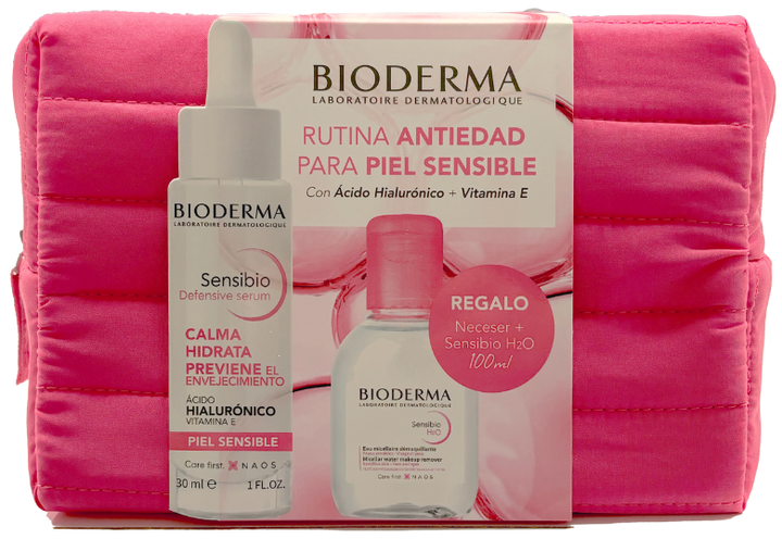 Zestaw Bioderma Sensibio Defensive – Serum 30 ml + Sensibio H2O 100 ml + Kosmetyczka (8437026627102) - obraz 1