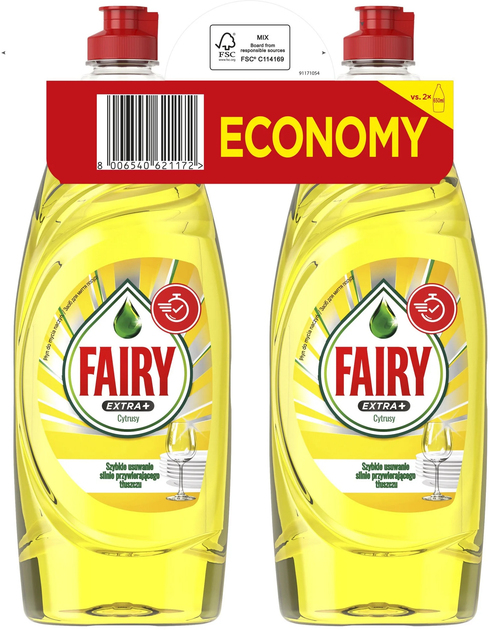 Płyn do mycia naczyń Fairy Extra Plus Cytryna 8x650 ml (8006540621165) - obraz 1