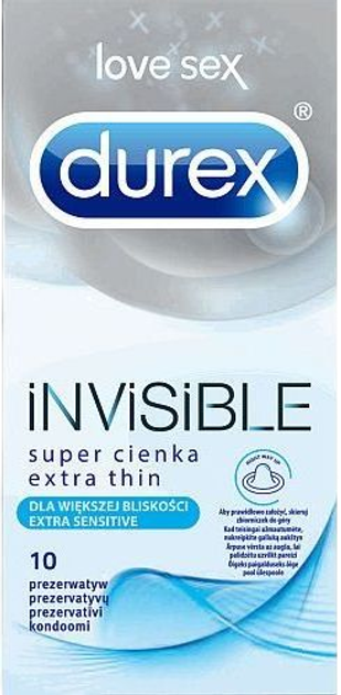 Prezerwatywy Durex Invisible super cienkie 10 szt (5900627071252) - obraz 1