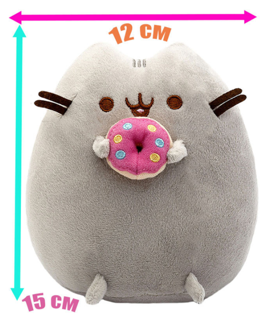 Плюшевая мягкая игрушка обнимашка кот Пушин кэт Pusheen cat с Пончиком в лапках 15х12 см Серый (II) 33719 - изображение 2
