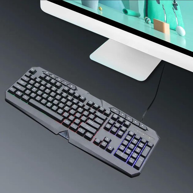 Комплект игровых клавиатуры и мыши проводной с RGB подсветкой геймерский для компьютера - изображение 6