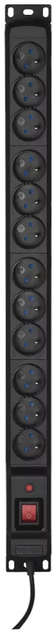 Przedłużacz sieciowy Activejet COMBO 12 gniazd 5 m z przełącznikiem Black (5901443111405) - obraz 3