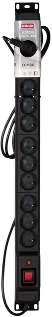 Przedłużacz sieciowy Activejet COMBO 12 gniazd 5 m z przełącznikiem Black (5901443111405) - obraz 4