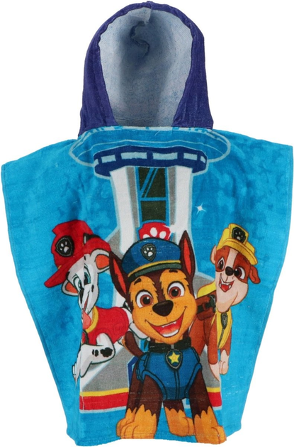 Ręcznik-ponczo Spin Master Paw Patrol 55 x 100 cm z kapturem Niebieski (8435631344667) - obraz 1