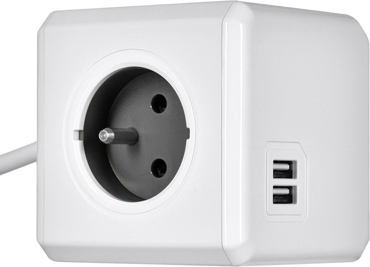 Rozgałęźnik sieciowy Allocacoc PowerCube Extended 2x USB, 4x type E (FR) 1.5m Grey (2402GY/FREUPC) - obraz 5