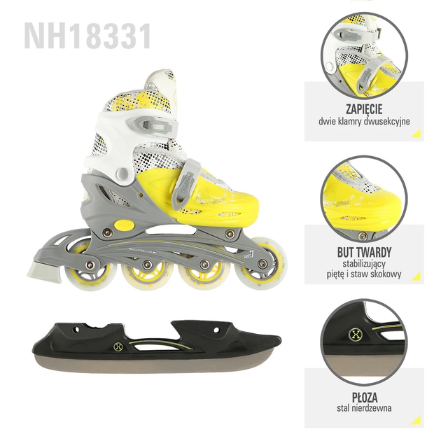 Łyżworolki Nils Extreme 4 w 1 NH18331 31-34 S Limonkowy (5907695596441) - obraz 16