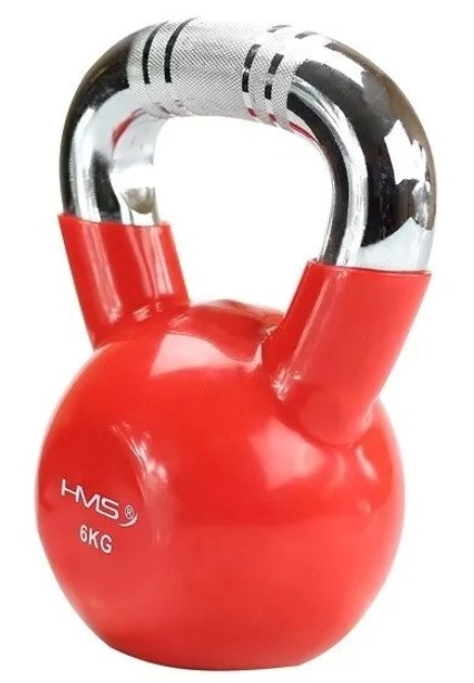 Kettlebell HMS zeliwny gumowany 6 kg czerwony KTC06 (5907695524246) - obraz 2