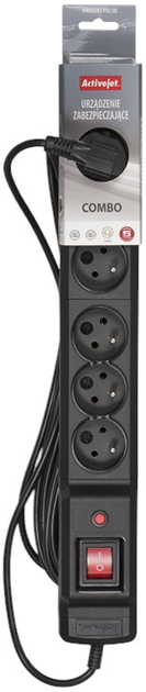 Listwa przeciwprzepięciowa Activejet ACJ Combo 6gn 1.5m Black (5901443013938) - obraz 3