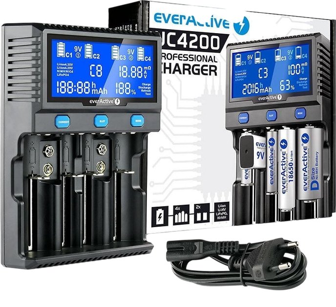 Ładowarka akumulatorowa everActive UC4200 Li-ion/Ni-MH/LifePO4 (5903205772152) - obraz 5