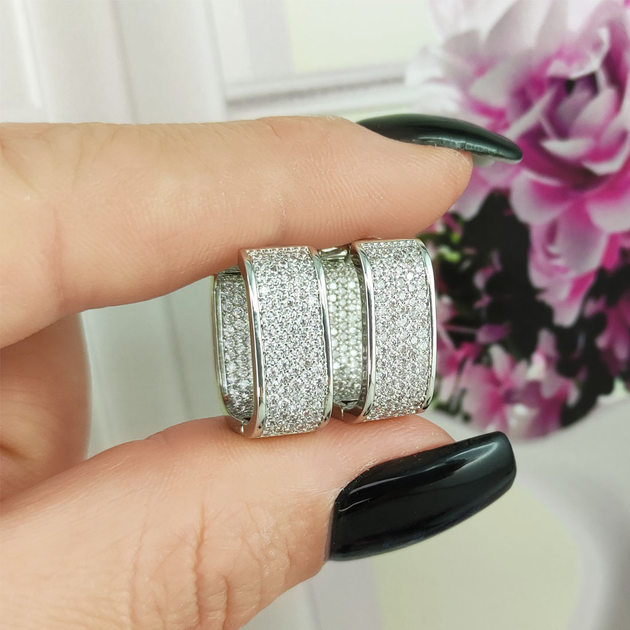 Серьги скобы STAINLESS STEEL белые медицинская сталь родий А/В 10-0787 ...