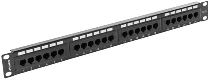 Патч-панель Lanberg 24 port 1U kat.5e Black (PPU5-1024-B) - зображення 1