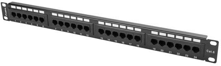 Panel krosowy Lanberg 19" 1U 24 porty Cat 6 UTP Black (PPU6-1024-B) - obraz 4