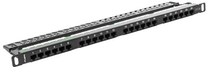 Патч-панель Lanberg 19" 0.5U 24 порти Cat 5e UTP Black (PPU5-0024-B) - зображення 1