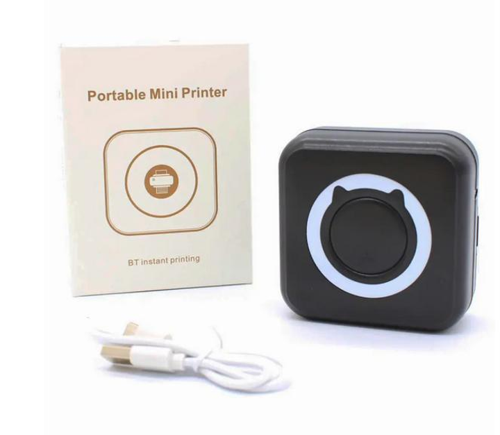 Портативный термопринтер Mini Printer C15 для печати со смартфона без заправки чернил Черный - изображение 1