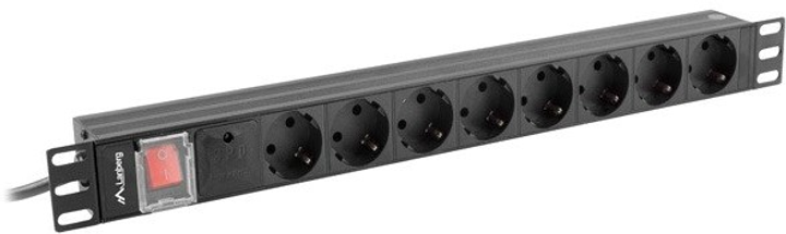 Listwa przeciwprzepięciowa Lanberg Rack 19" 1U 16A PDU PRO 8 gniazd 2 m Black (PDU-08F-0200-BK) - obraz 1