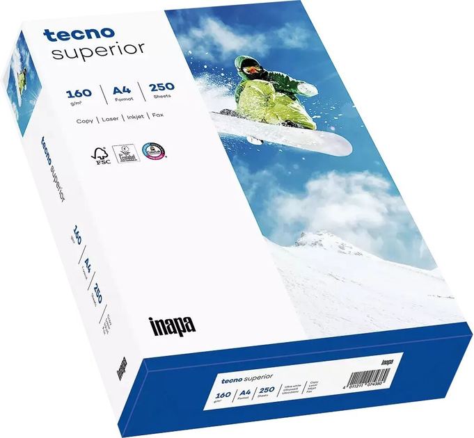 Papier biurowy Inapa Tecno Superior A4 160 g/m² Biały 250 arkuszy (4011211074380) - obraz 1