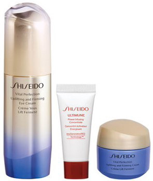 Zestaw Shiseido Vital Perfection Ujędrniający i liftingujący krem pod oczy 15 ml + Ultimune Power Infusing Concentrate 5 ml + Vital Perfection Ujędrniający i liftingujący krem 15 ml (3423222114183) - obraz 2