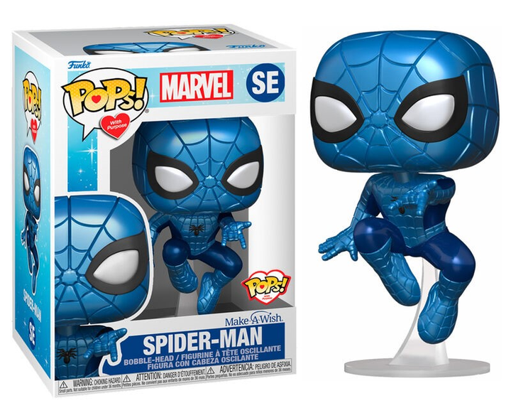 Фігурка Funko Pop! Marvel Make a Wish Spiderman Metallic 9 см (889698636759) - зображення 1