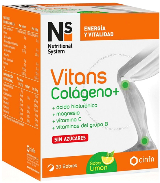 Вітаміни та мінерали Cinfa Ns Nutritional System Vitans Колаген зі смаком лимона 30 саше (8470001776532) - зображення 1