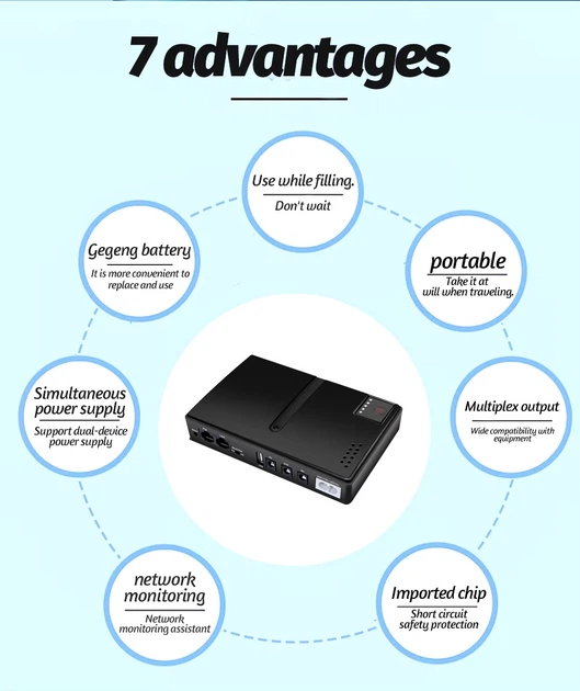 ДБЖ UPS для Роутера DC1018L+AKB 13600 mAh вихід 12V/ 9V + USB 5V +