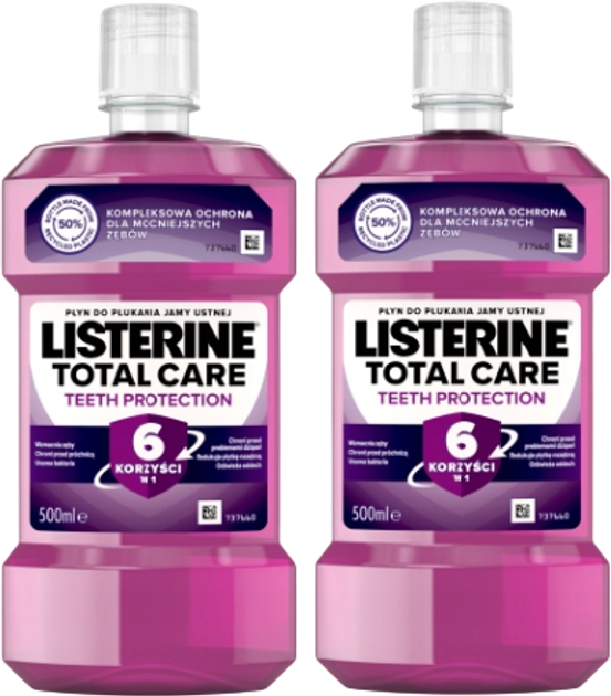 Ополіскувач для ротової порожнини Listerine Total Care Teeth Protection 2 x 500 мл (3574661382722) - зображення 1