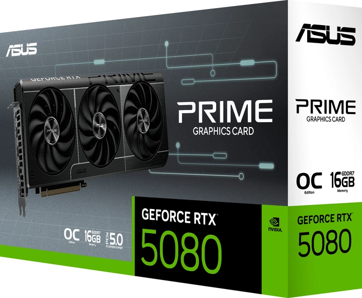 テヨン RTX5080 Видеокарта ASUS PCI-Ex GeForce RTX 5080 PRIME OC Edition 16GB