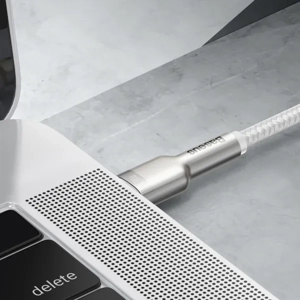 Кабель Baseus Cafule Metal Type-C to Type-C 100W 2m white - Фото 6 Кабель Baseus Cafule Metal Type-C to Type-C 100W 2m white - зображення 6